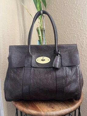 MULBERRY DARK BROWN PEBBLED LEATHER BAYSWATER